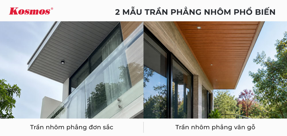 2 mẫu trần phẳng nhôm phổ biến 2 mẫu trần phẳng nhôm phổ biến