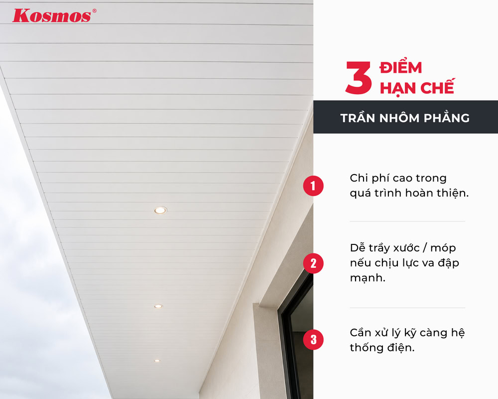 3 điểm hạn chế của trần nhôm phẳng 3 điểm hạn chế của trần nhôm phẳng