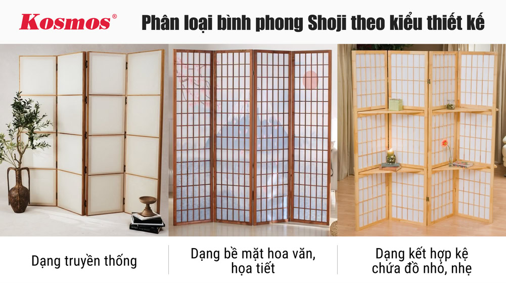 3 loại bình phong Shoji theo kiểu thiết kế