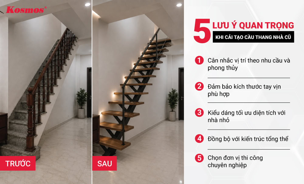 5 lưu ý quan trọng khi cải tạo cầu thang nhà cũ 5 lưu ý quan trọng khi cải tạo cầu thang nhà cũ