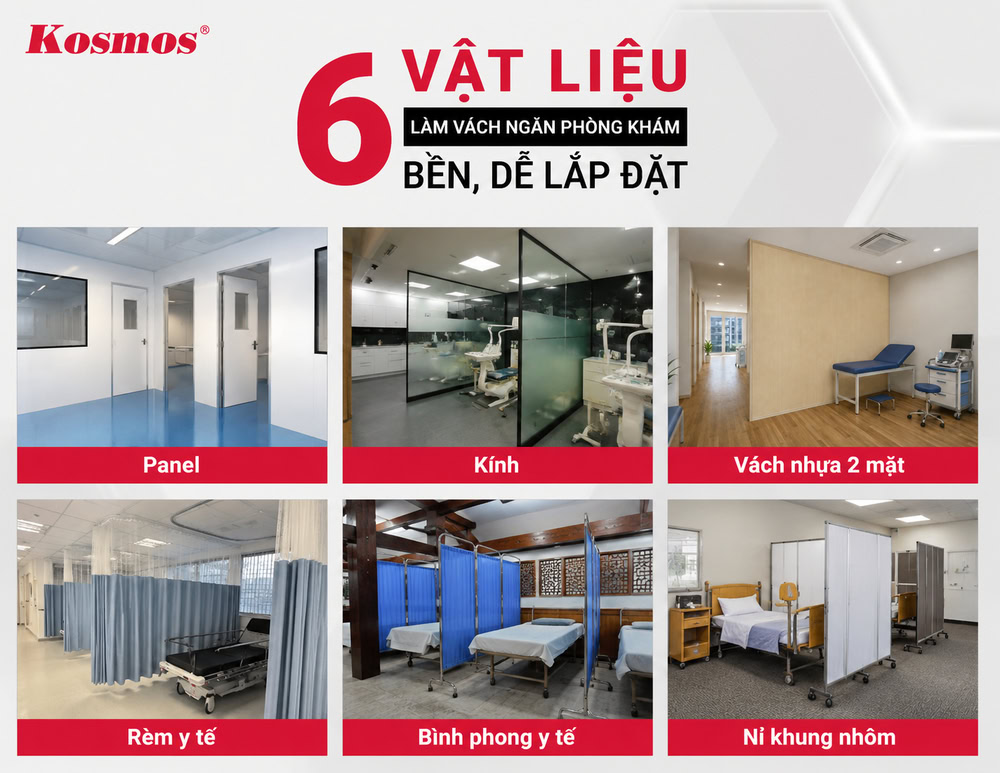 6 vật liệu làm vách ngăn phòng khám bền, dễ lắp đặt 6 vật liệu làm vách ngăn phòng khám bền, dễ lắp đặt