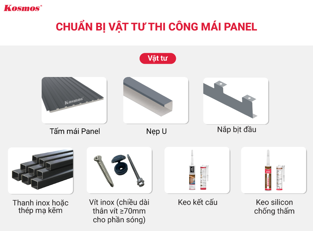 7 loại vật tư cần chuẩn bị thi công mái Panel tôn xốp 7 loại vật tư cần chuẩn bị thi công mái Panel tôn xốp