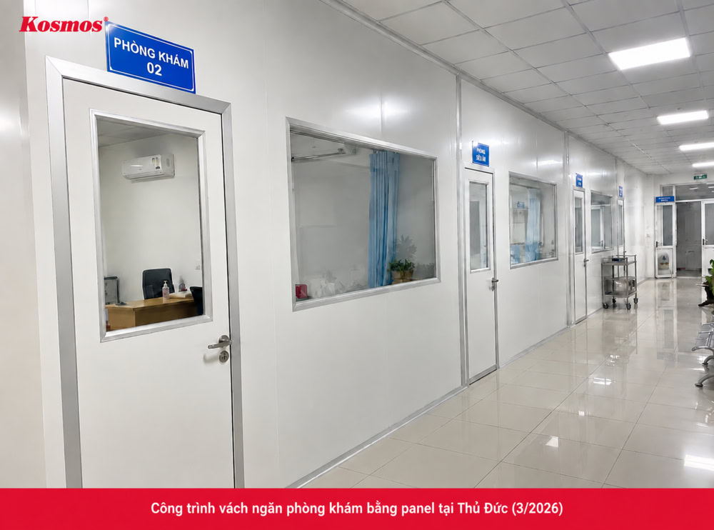 Ảnh chụp tại công trình phòng khám thực tế ở Thủ Đức ngăn vách bằng panel Ảnh chụp tại công trình phòng khám thực tế ở Thủ Đức ngăn vách bằng panel