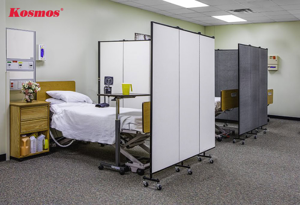 Bệnh viện ngăn giường nằm bằng nỉ bọc khung nhôm