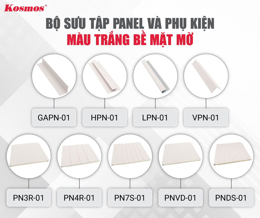 Bộ sưu tập panel và phụ kiện màu trắng mờ phù hợp không gian phòng khám Bộ sưu tập panel và phụ kiện màu trắng mờ phù hợp không gian phòng khám