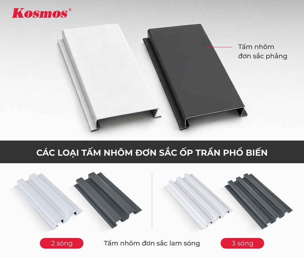 Các loại trần nhôm đơn sắc phổ biến