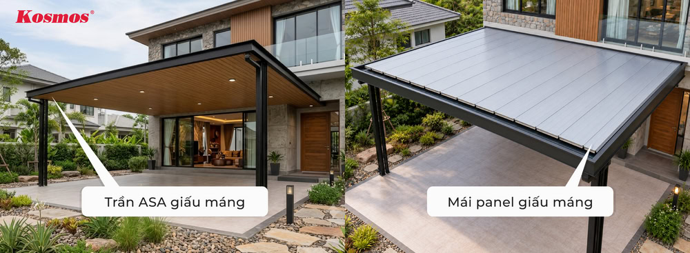 Công trình mái giấu máng kết hợp tấm Panel lợp mái và tấm ASA ốp trần (T8/2026, Phường Phú Thọ Hoà, TP.HCM)