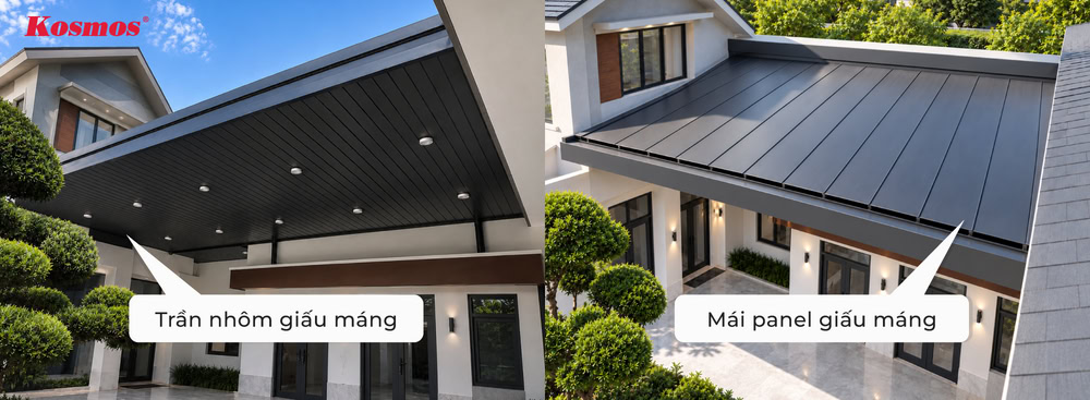 Công trình mái giấu máng kết hợp tấm Panel lợp mái và tấm ốp trần (T6/2026, Phường Tân Thuận, TP.HCM)