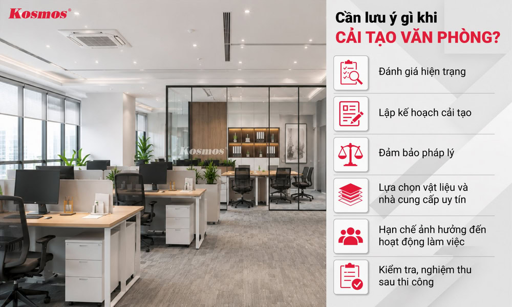 Doanh nghiệp cần lưu ý 6 vấn đề trên khi cải tạo văn phòng