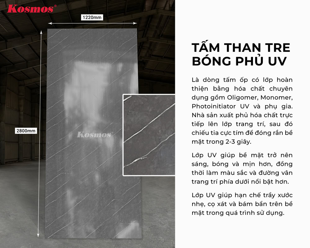 Hình chụp tấm than tre bóng phủ UV Hình chụp tấm than tre bóng phủ UV