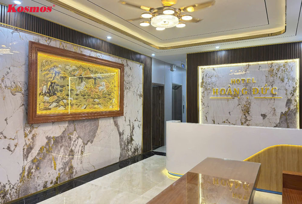 Hình công trình thi công tấm ốp than tre Pandora PET sảnh khách sạn tại Phường Gia Định, HCM (T3.2026)