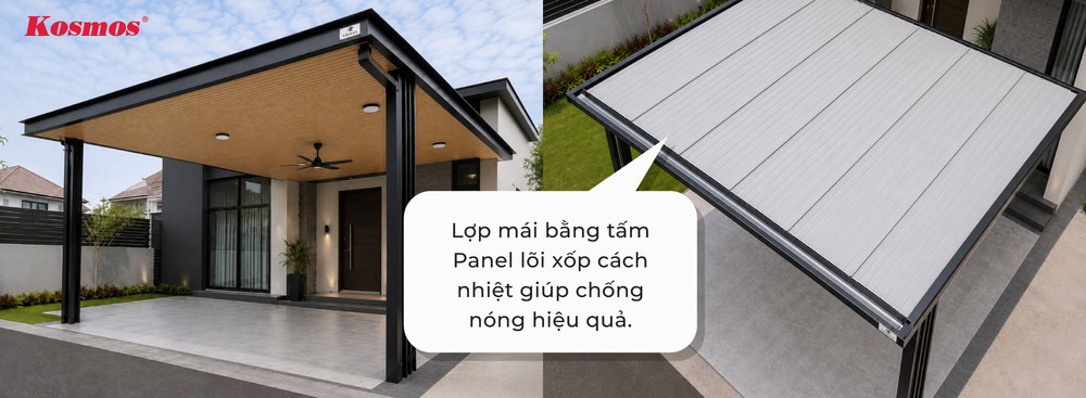 Hình công trình trần ASA giấu máng lắp tấm panel lợp mái chống nóng