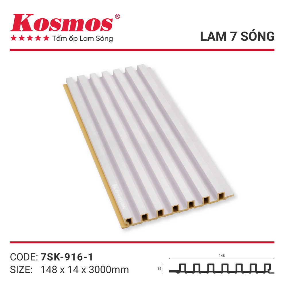 Lam sóng 7SK-916-1 trắng vân giấy Lam sóng 7SK-916-1 trắng vân giấy