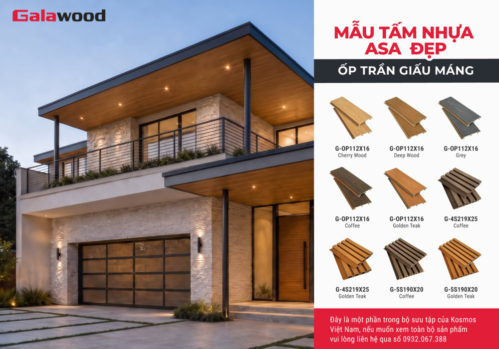 Mẫu tấm nhựa ASA đẹp ốp trần giấu máng