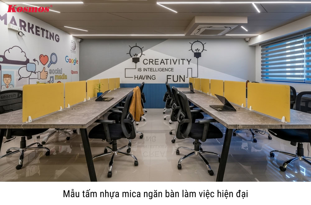 Mẫu tấm nhựa mica ngăn bàn làm việc hiện đại