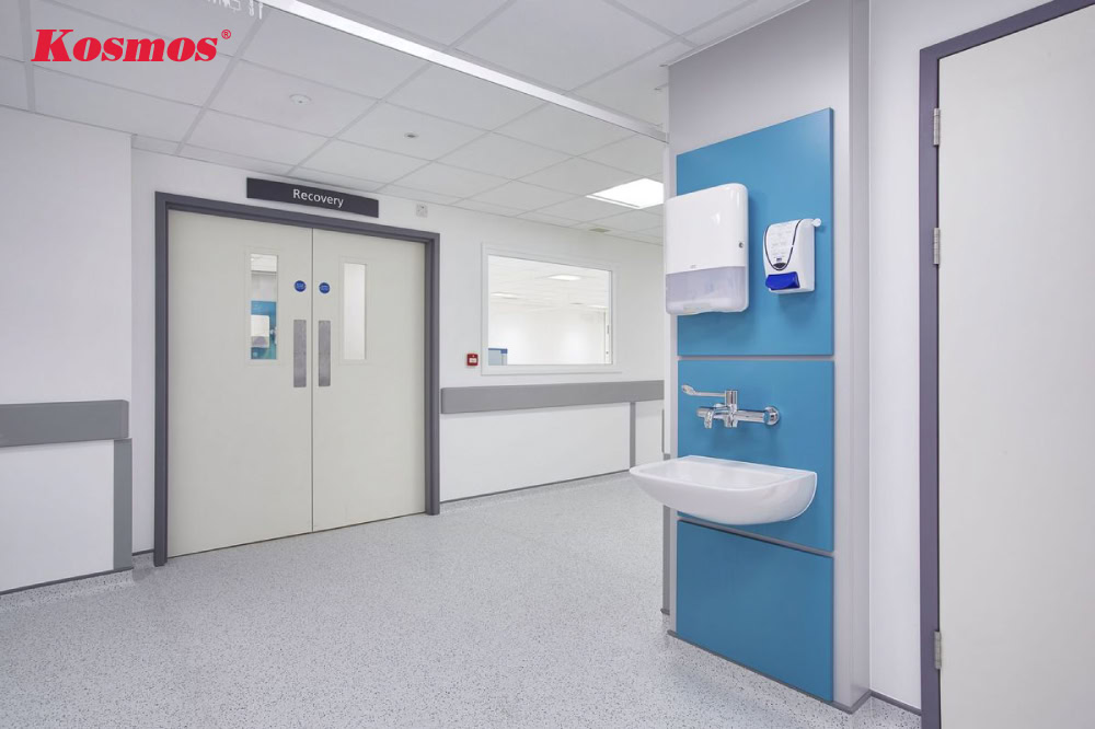 Mẫu vách bệnh viện panel trắng, bề mặt nhẵn mịn