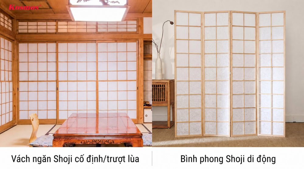 Mẫu vách ngăn phòng Shoji và bình phong Shoji kiểu Nhật