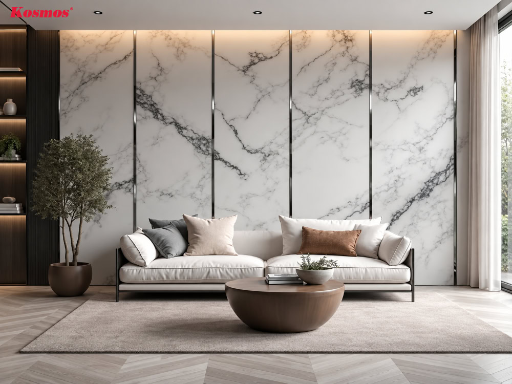 Nẹp chữ t inox 304 kích thước 15x8mm màu đen gương tạo đường viền trang trí vách sofa