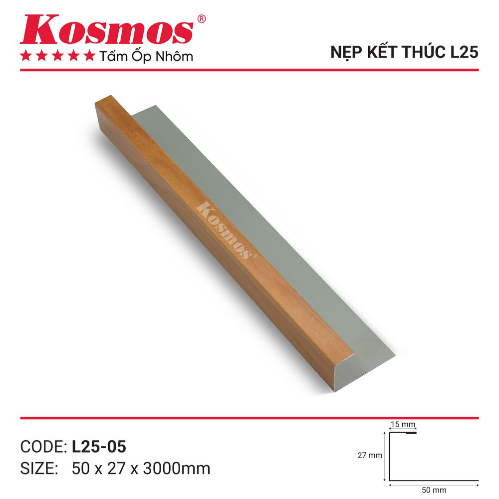 Nẹp L nhôm kết thúc L25-05 vân gỗ vàng cam Nẹp L nhôm kết thúc L25-05 vân gỗ vàng cam