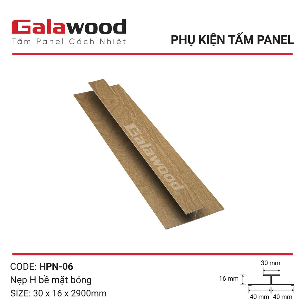 Phụ kiện nẹp chữ H mã HPN-06 nâu vàng vân gỗ