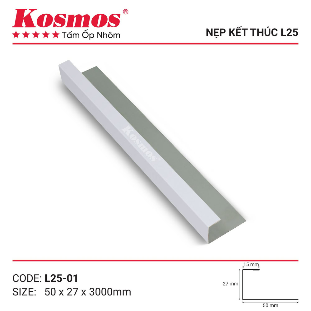 Phụ kiện nẹp nhôm kết thúc L25-01 màu trắng