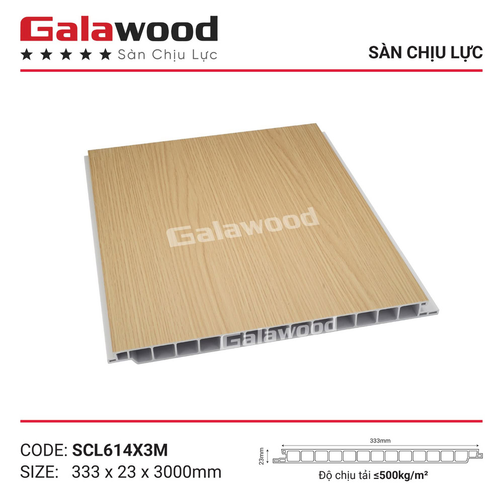 Sàn nhựa chịu lực Galawood SCL614 ghi điểm nhờ tông vàng sồi vân gỗ tự nhiên