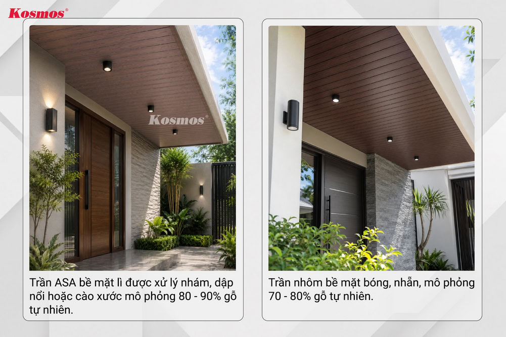 Sự khác biệt giữa bề mặt trần ốp tấm ASA và trần ốp nhôm
