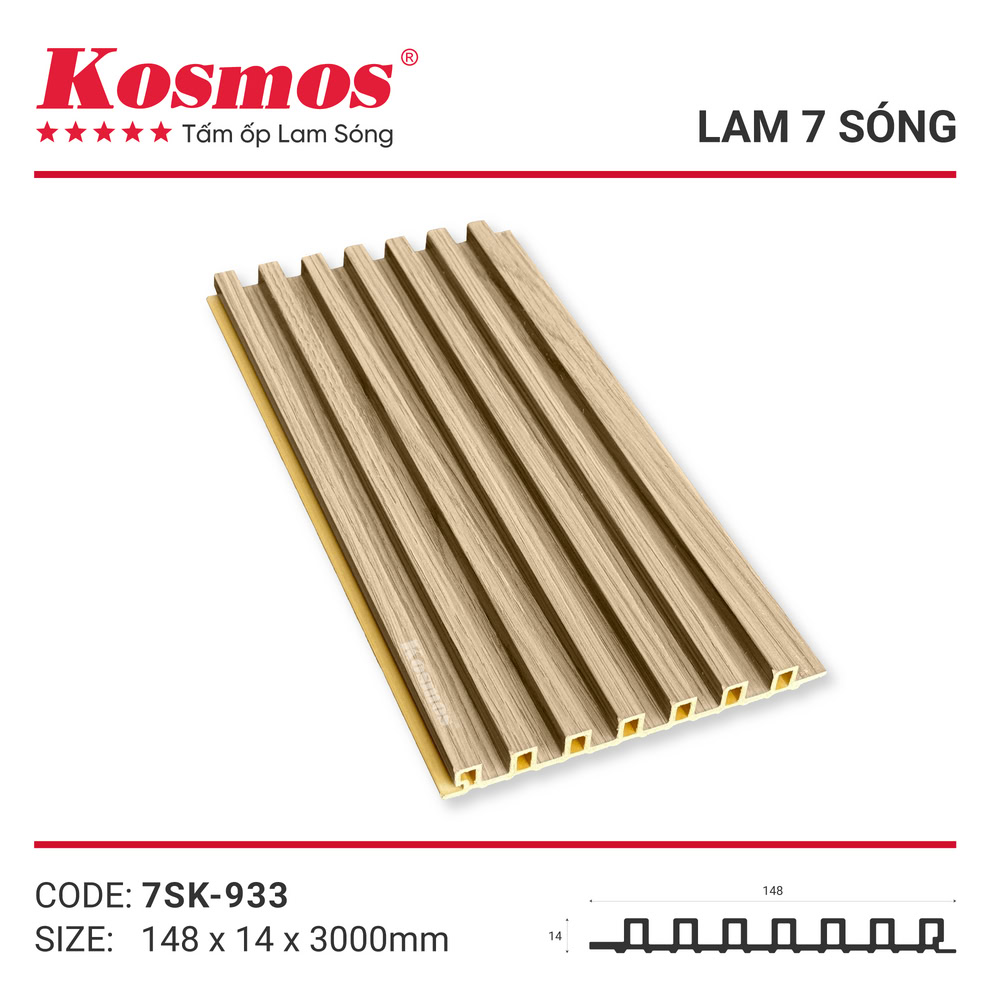 Tấm ốp lam 7 sóng 7SK-933 vàng sồi nhạt vân gỗ Tấm ốp lam 7 sóng 7SK-933 vàng sồi nhạt vân gỗ