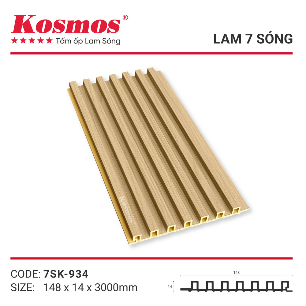 Tấm ốp lam 7 sóng 7SK-934 vàng sồi vân gỗ Tấm ốp lam 7 sóng 7SK-934 vàng sồi vân gỗ