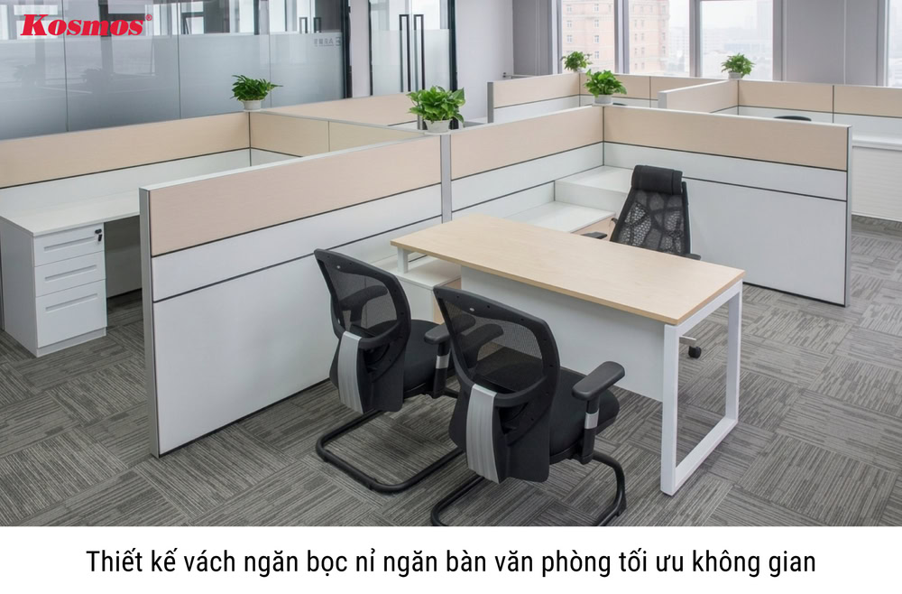 Thiết kế vách ngăn bọc nỉ ngăn bàn văn phòng tối ưu không gian