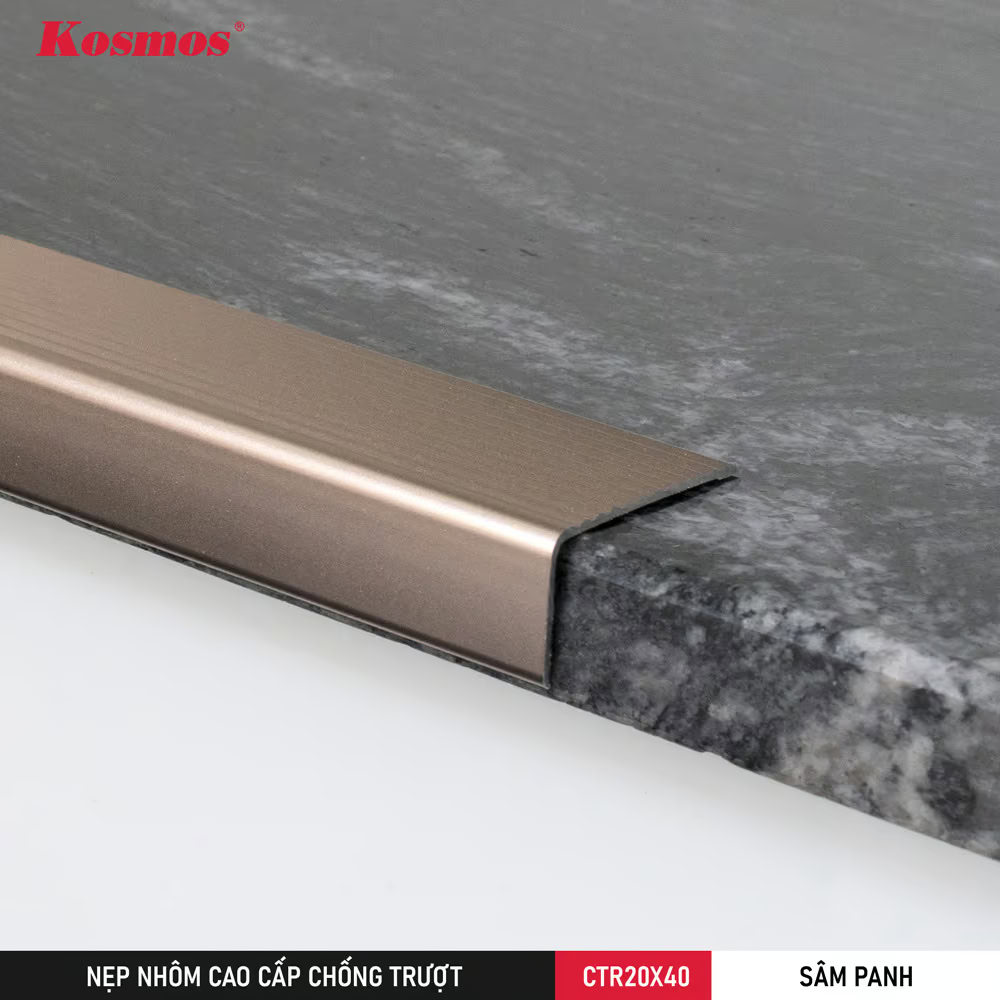 Ứng dụng nẹp nhôm cao cấp chống trượt sâm panh CTR20X40-SPB