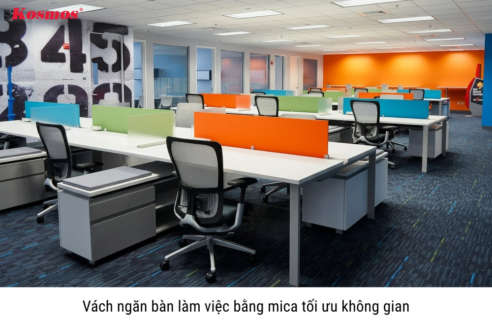 Vách ngăn bàn làm việc bằng mica tối ưu không gian