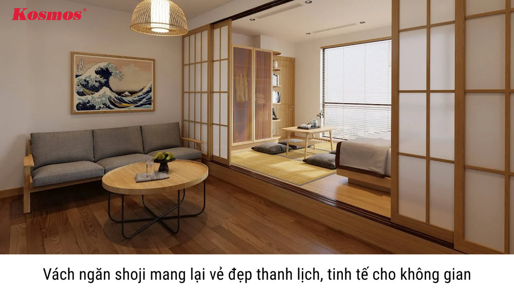Vách Shoji phổ biến với thiết kế dạng trượt lùa