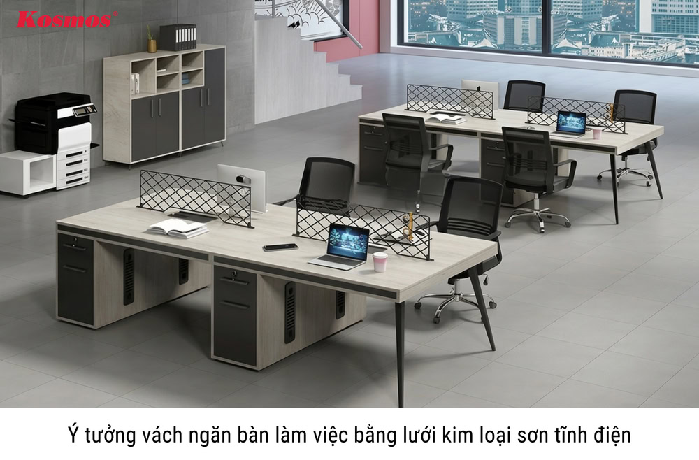 Ý tưởng vách ngăn bàn làm việc bằng lưới kim loại sơn tĩnh điện