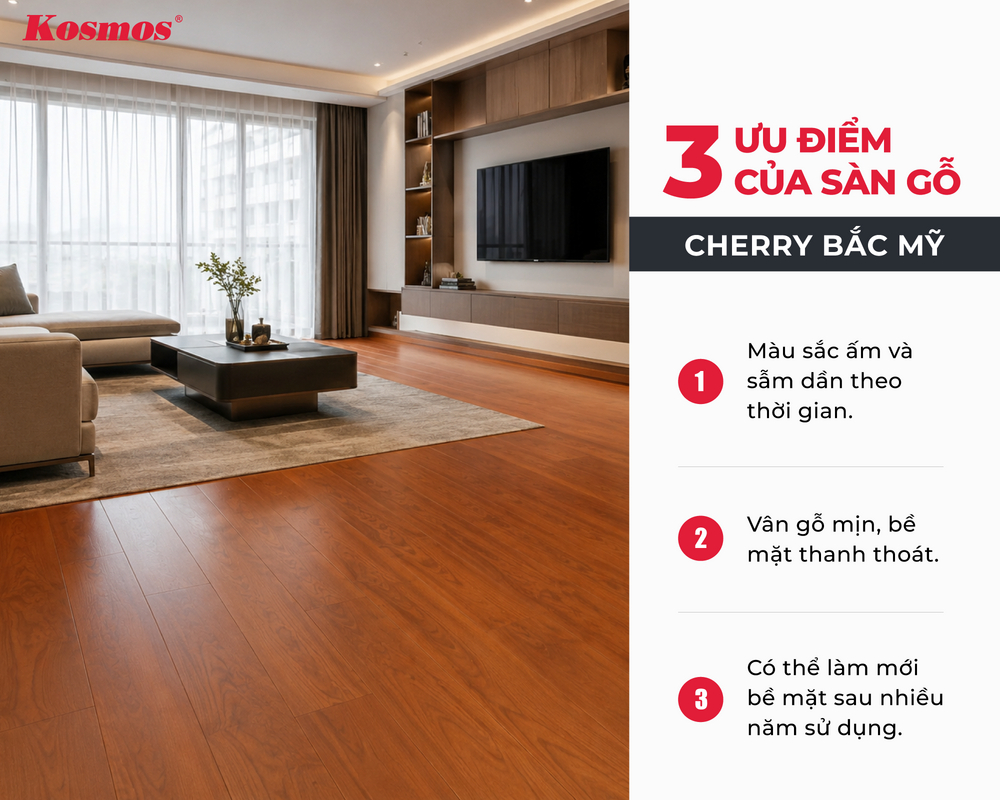 3 ưu điểm sàn gỗ Cherry Bắc Mỹ 3 ưu điểm sàn gỗ Cherry Bắc Mỹ