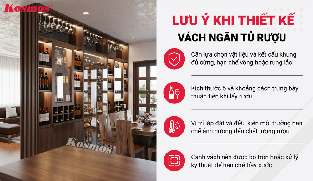 4 lưu ý quan trọng khi thiết kế vách ngăn tủ rượu 4 lưu ý quan trọng khi thiết kế vách ngăn tủ rượu