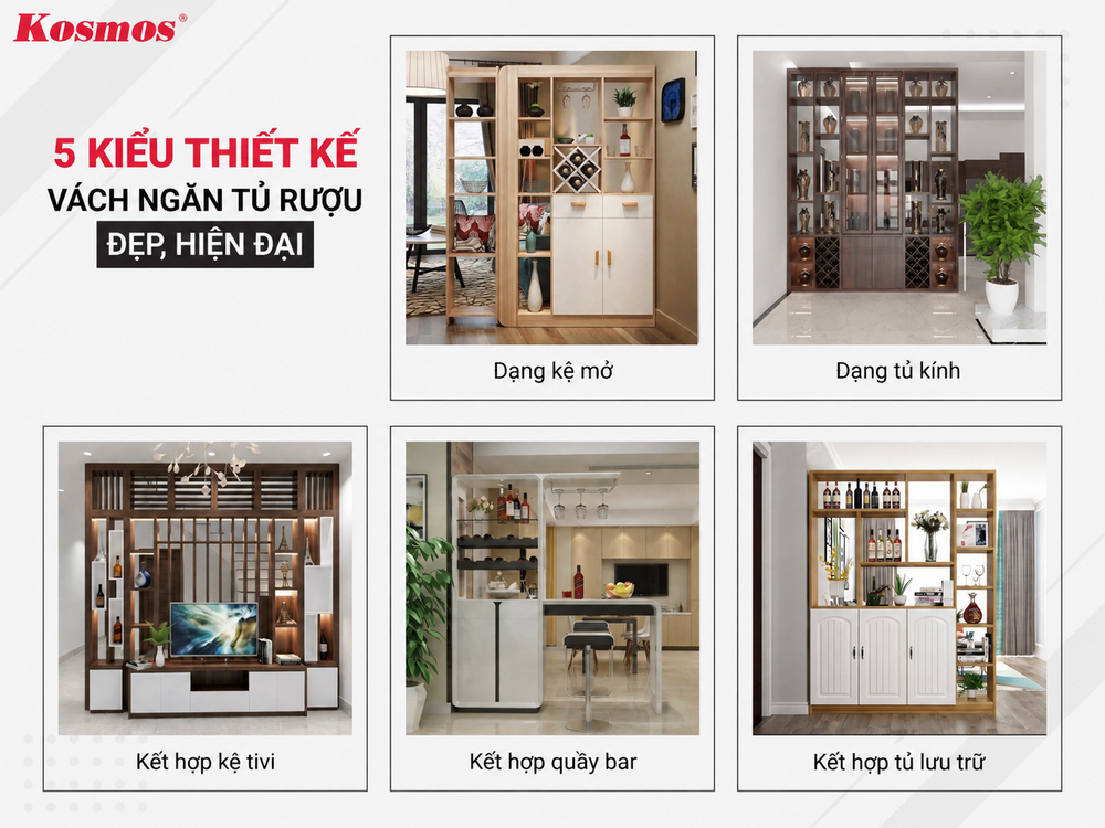 5 kiểu thiết kế vách ngăn tủ rượu đẹp, hiện đại 5 kiểu thiết kế vách ngăn tủ rượu đẹp, hiện đại