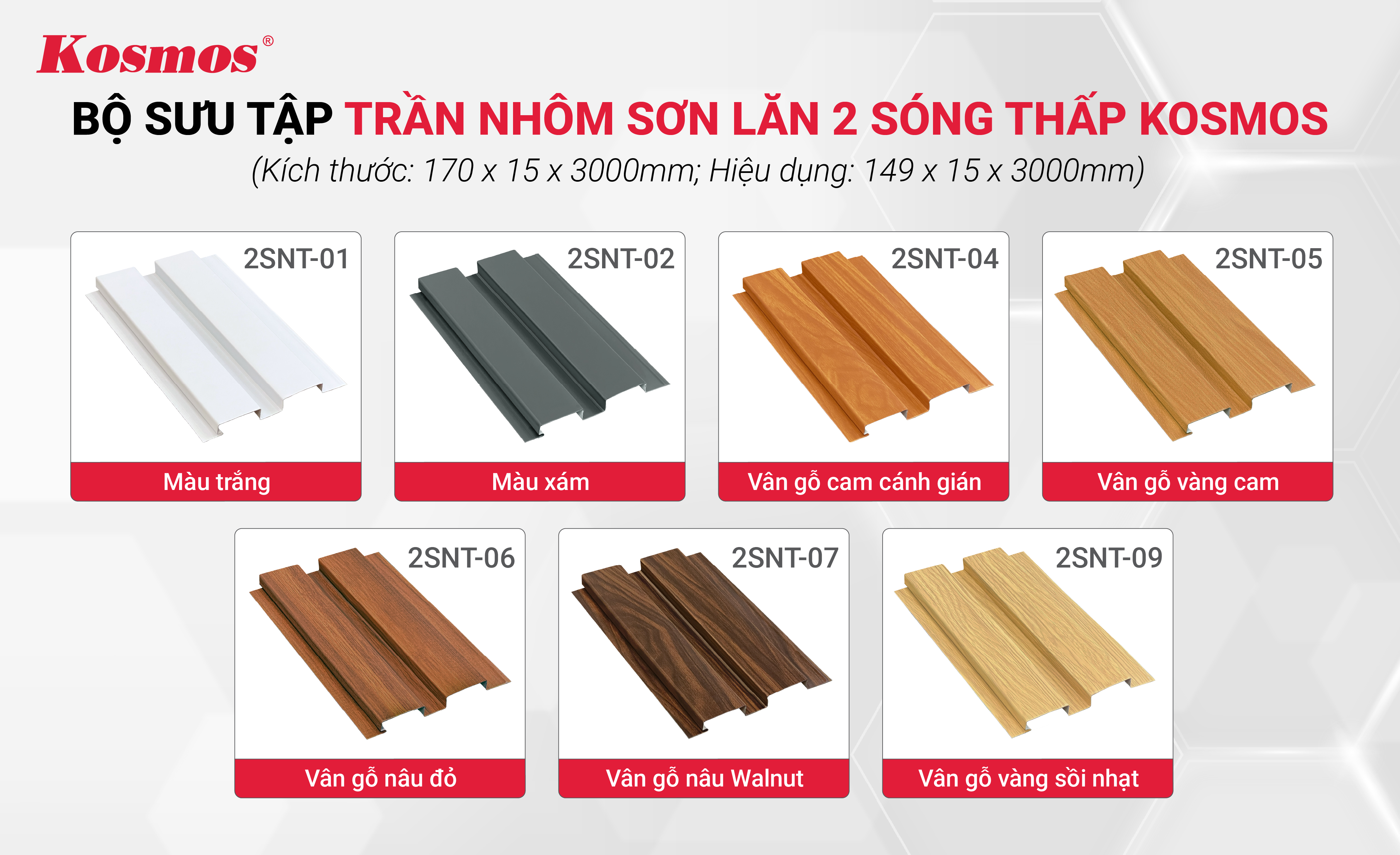 Bộ sưu tập trần nhôm Kosmos 2 sóng thấp