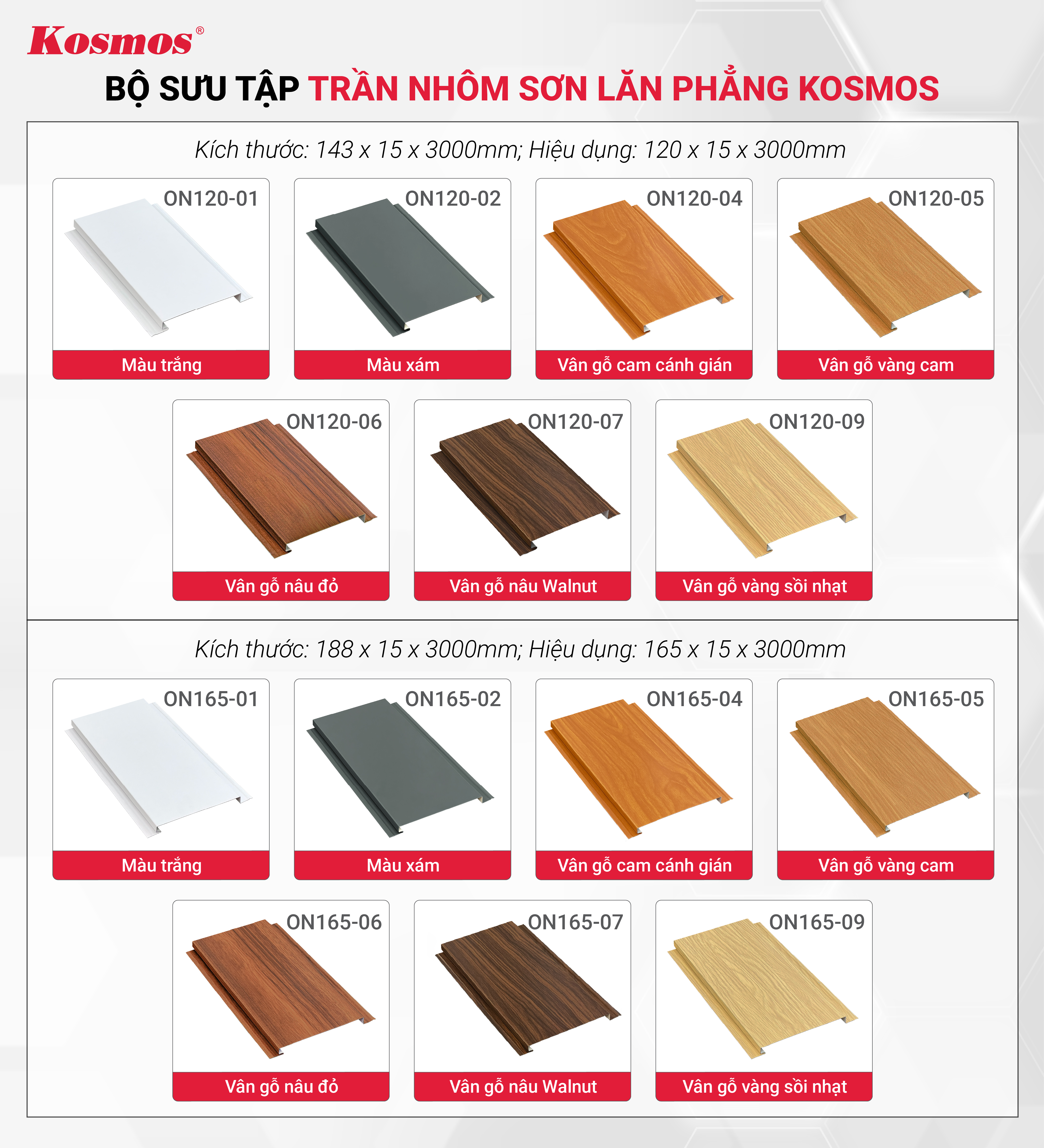 Bộ sưu tập trần nhôm Kosmos phẳng