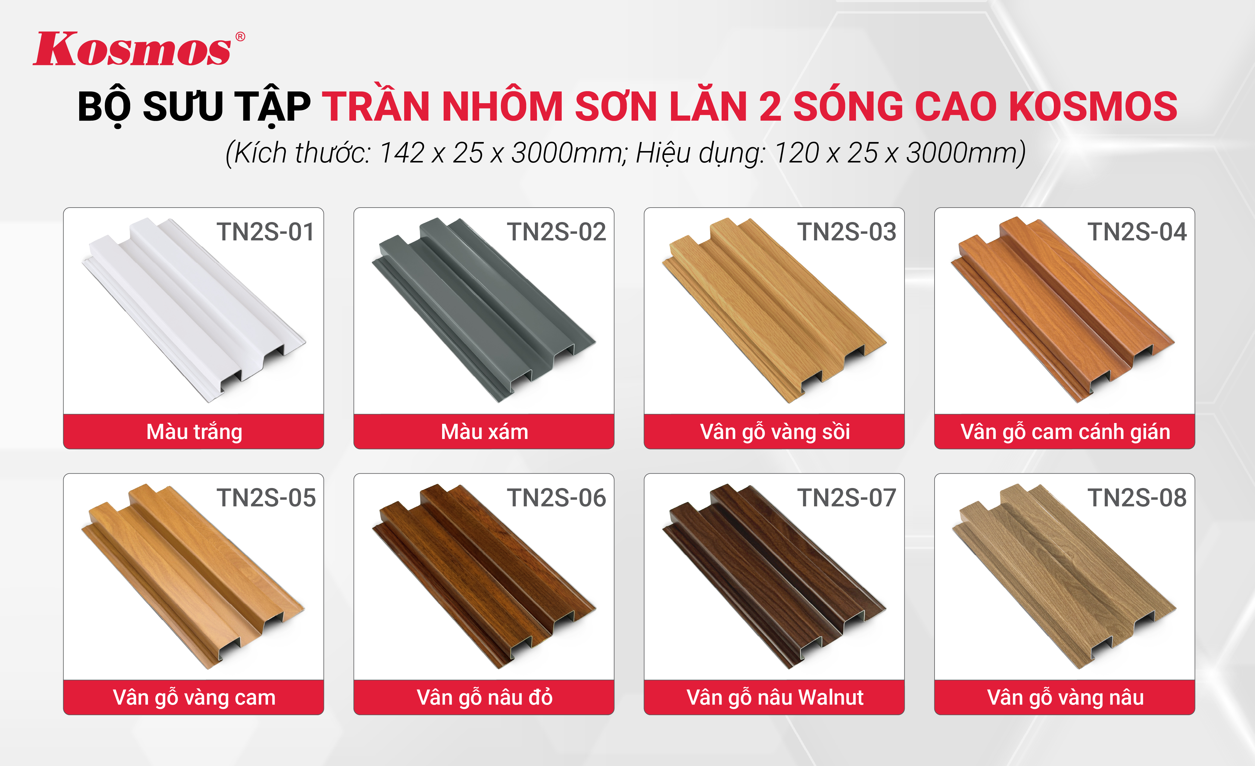 Bộ sưu tập trần nhôm Kosmos 2 sóng cao