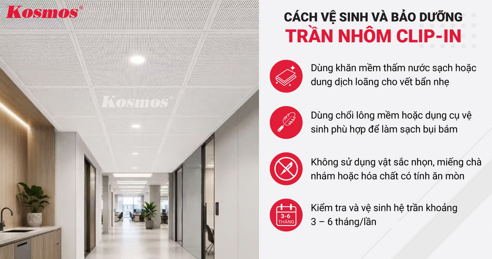 Cách vệ sinh và bảo dưỡng trần nhôm Clip-in