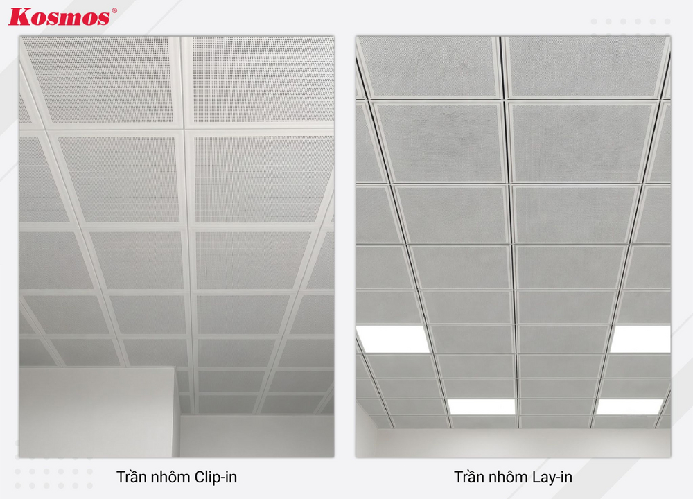 Hệ trần nhôm Clip-in và Lay-in