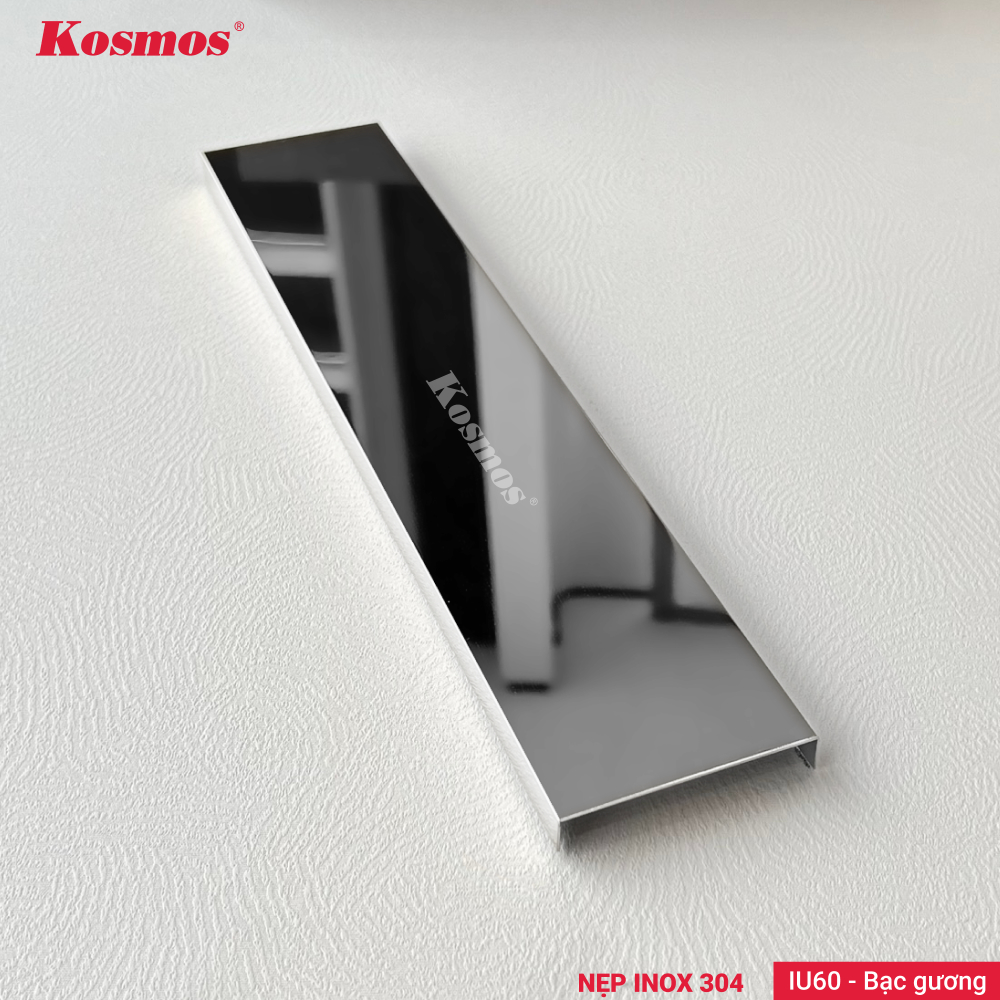 IU60-BG là nẹp inox chữ U 60mm màu bạc gương Kosmos