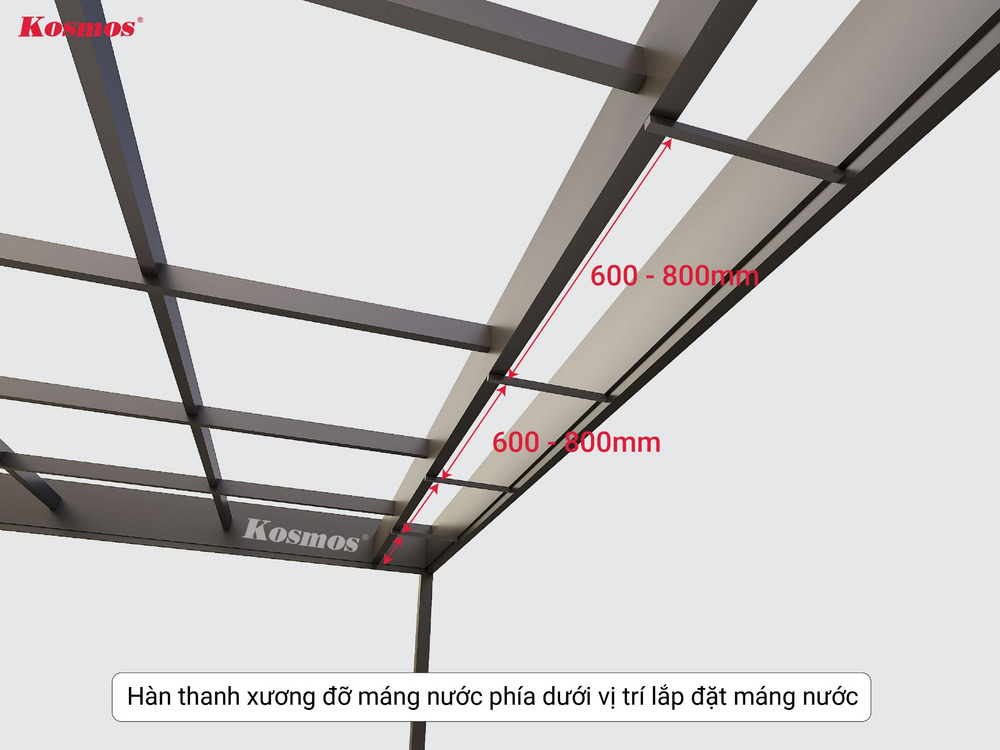 Lắp đặt thêm thanh xương đỡ máng nước Lắp đặt thêm thanh xương đỡ máng nước