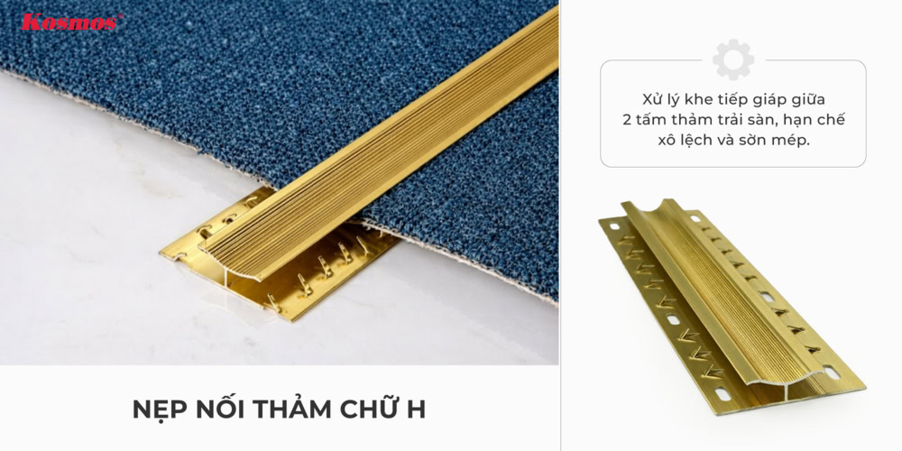 Mẫu nẹp chữ H nối 2 bề mặt thảm trải sàn