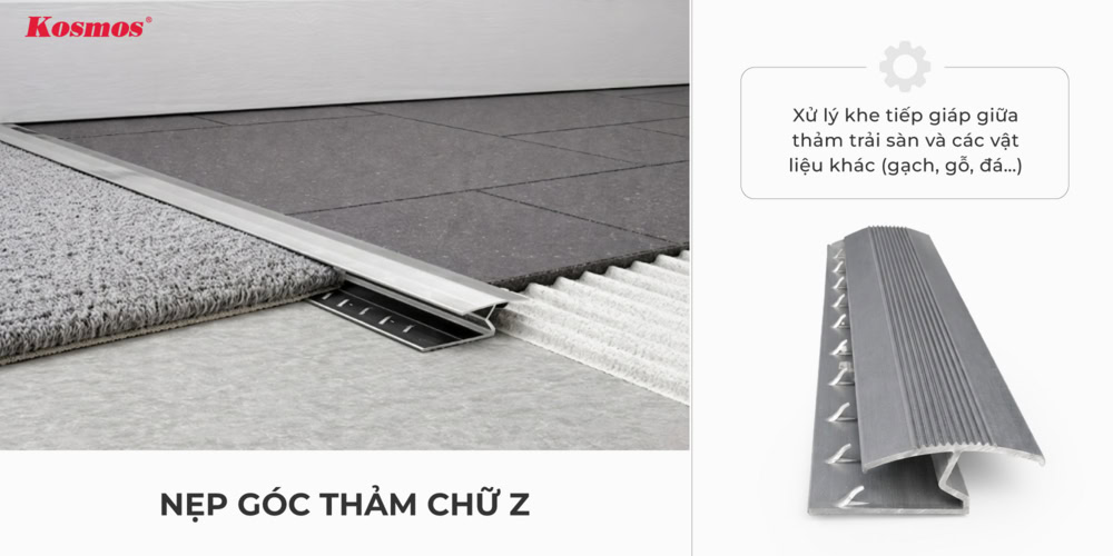 Mẫu nẹp chữ Z nối thảm với vật liệu khác