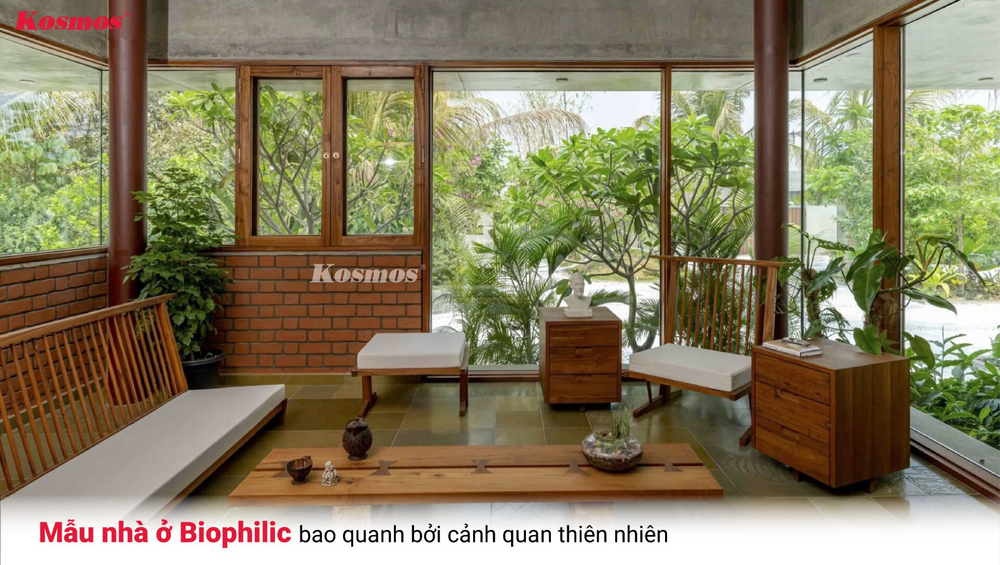 Mẫu nhà ở Biophilic bao quanh bởi cảnh quan thiên nhiên Mẫu nhà ở Biophilic bao quanh bởi cảnh quan thiên nhiên