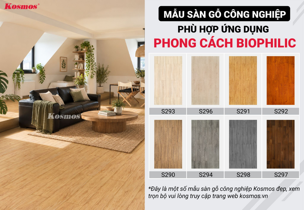 Mẫu sàn gỗ công nghiệp phù hợp phong cách Biophilic Mẫu sàn gỗ công nghiệp phù hợp phong cách Biophilic