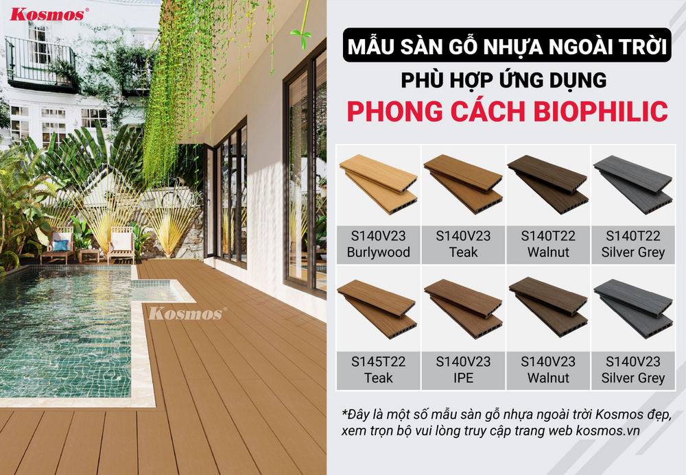 Mẫu sàn gỗ nhựa ngoài trời phù hợp phong cách Biophilic Mẫu sàn gỗ nhựa ngoài trời phù hợp phong cách Biophilic