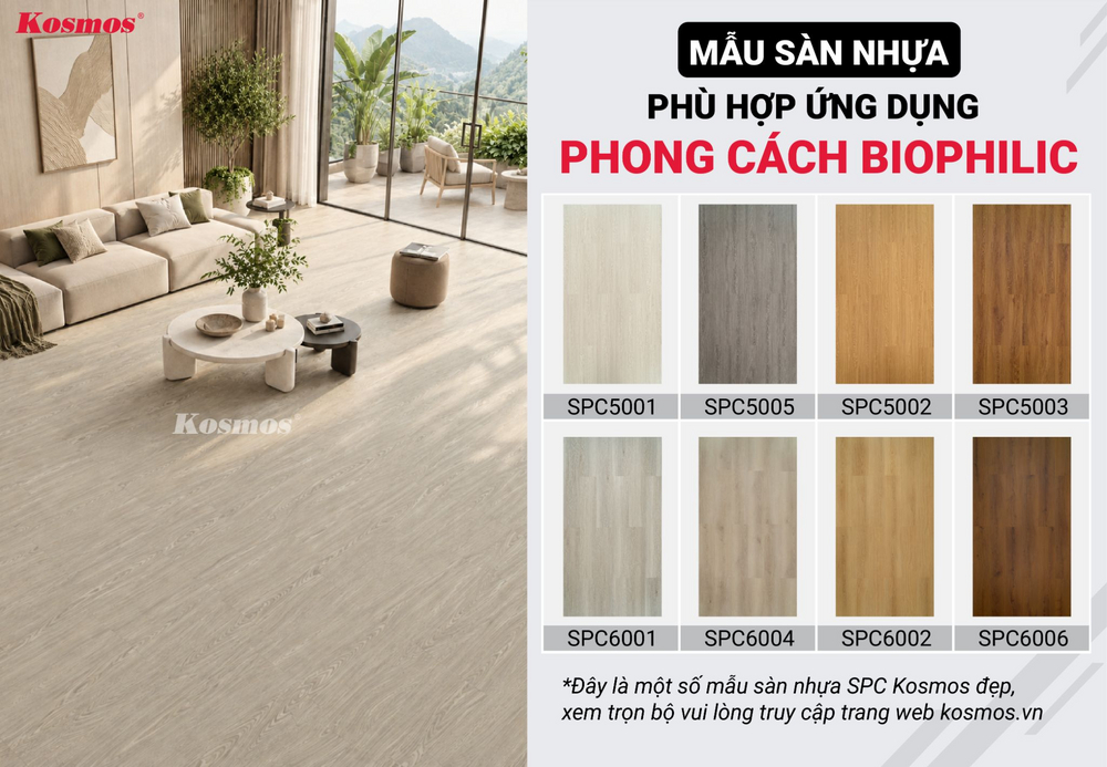 Mẫu sàn nhựa phù hợp phong cách Biophilic Mẫu sàn nhựa phù hợp phong cách Biophilic